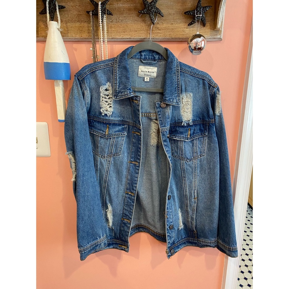 Distressed denim jacket